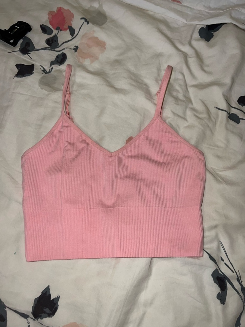 Zella Light Pink Ribbed V-Neck Camisole